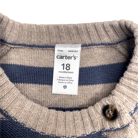 Carter’s 18m knit sweater of beige and navy blue. EUC - Picture 3 of 5